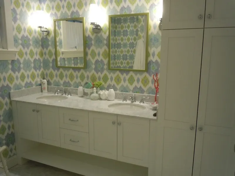 Custom bathroom vanity by Top Line Woodworking