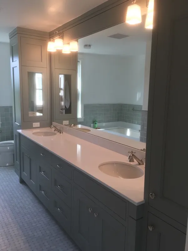 Custom bathroom vanity by Top Line Woodworking