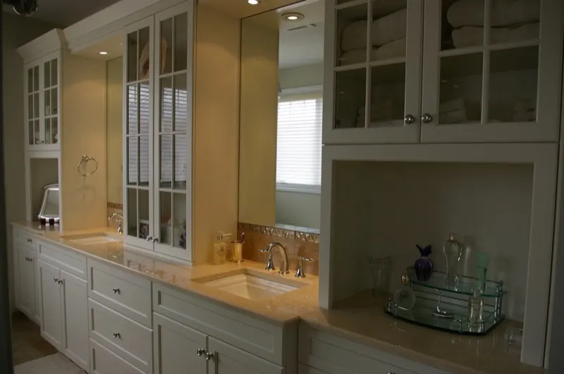 Custom bathroom vanity by Top Line Woodworking